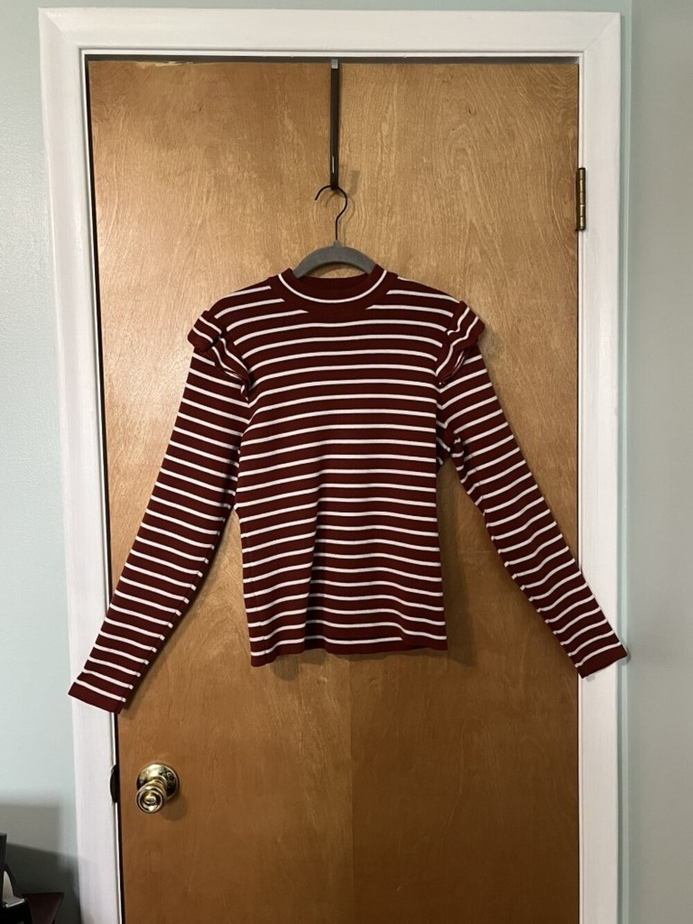 Grace + Karma Size S Burnt-Orange & White Striped Sweater
